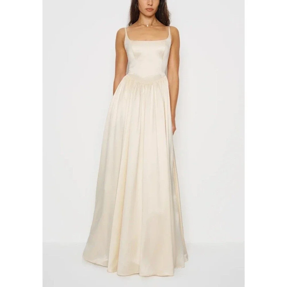 Reformation Liz Silk Dress Ivory White Wedding Bridal Gown Maxi Size 8 NEW - Picture 2 of 14